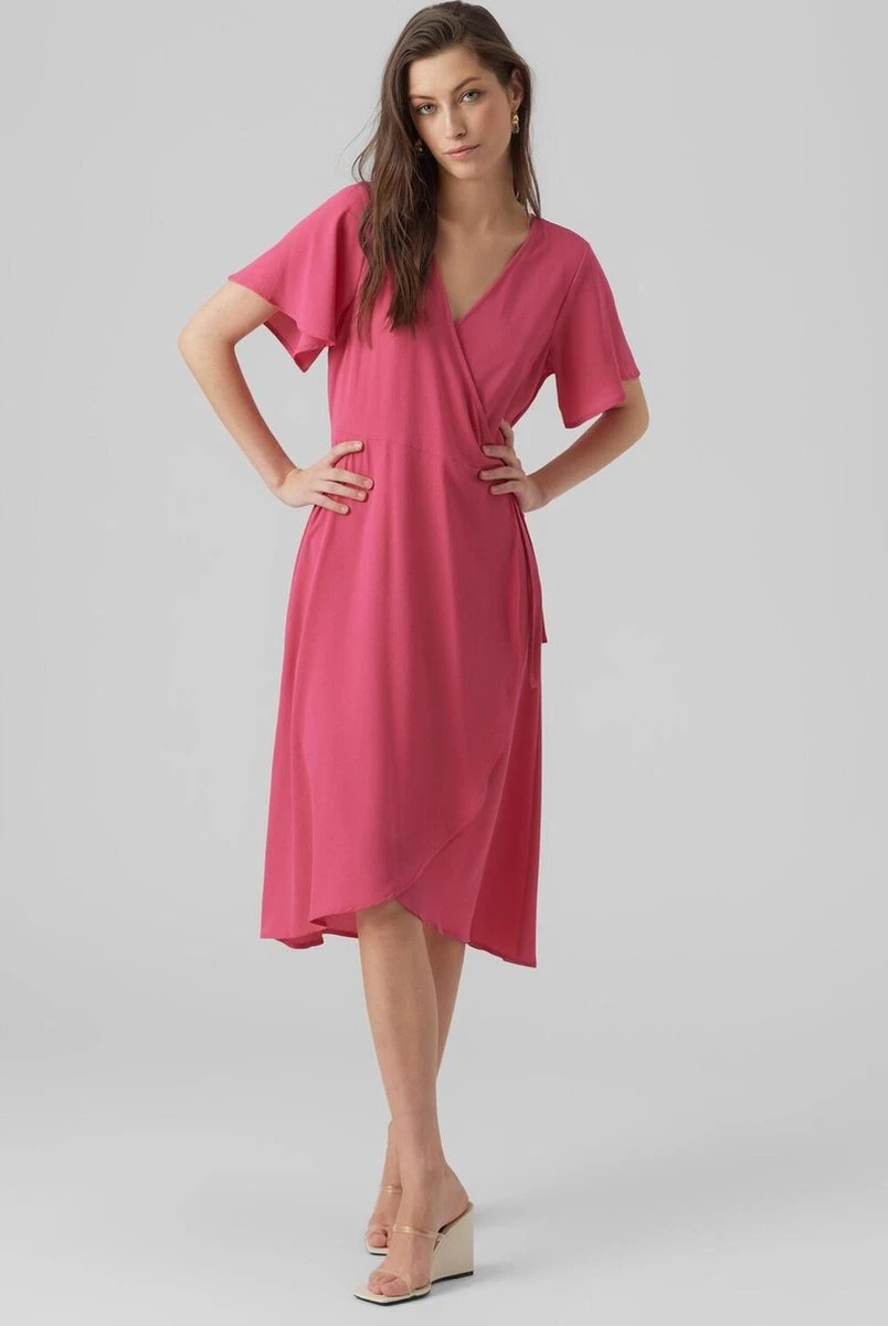 Vero Moda Jurk Vmsaki Ss Calf Wrap Dress Wvn Ga No 10287361 Pink Yarrow Dames Maat - M 5 Vero Moda Jurk Vmsaki Ss Calf Wrap Dress Wvn Ga No 10287361 Pink Yarrow Dames Maat - M - Afbeelding 5