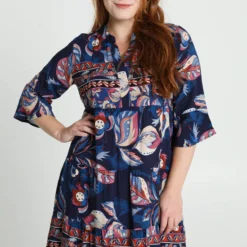 Cassis Korte Jurk In Viscose Met Etnisch Motief