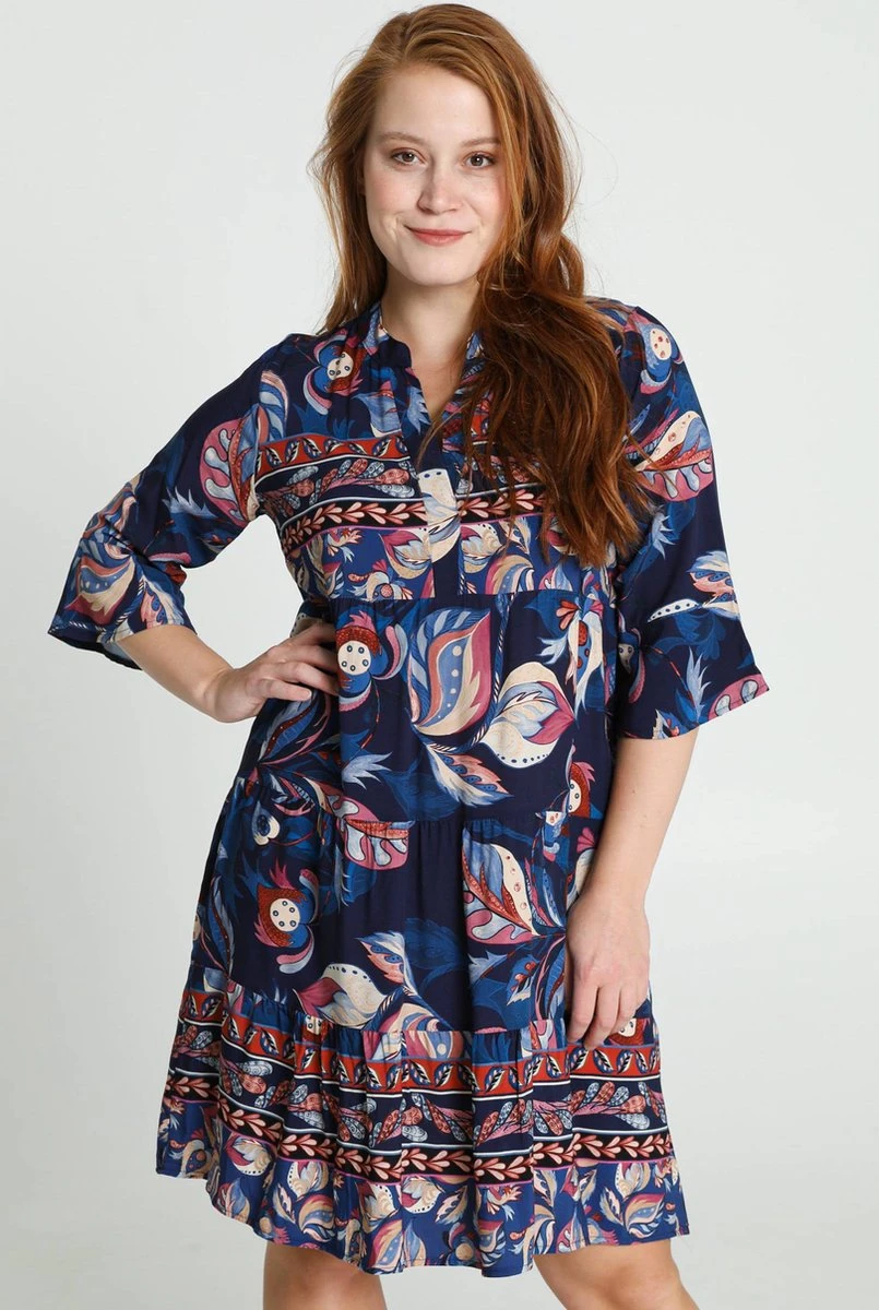 Cassis Korte Jurk In Viscose Met Etnisch Motief 1 Cassis Korte Jurk In Viscose Met Etnisch Motief