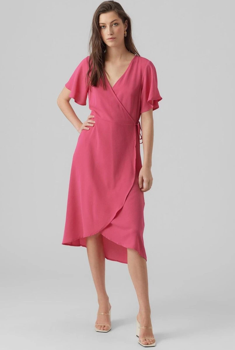 Vero Moda Jurk Vmsaki Ss Calf Wrap Dress Wvn Ga No 10287361 Pink Yarrow Dames Maat - M 2 Vero Moda Jurk Vmsaki Ss Calf Wrap Dress Wvn Ga No 10287361 Pink Yarrow Dames Maat - M - Afbeelding 2