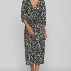 Vila Jurk Visteffi Zafia 3/4 Midi Wrap Dress/su 14086515 Black/zafia Dames Maat - XS -Trendy Meid Verkoop 807x1200 13