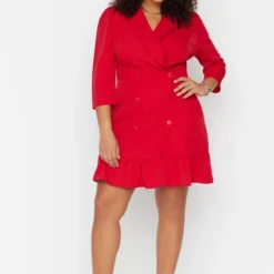 Trendyol Vrouwen Standaard Mouw Reverskraag Basis Grote Maten Jurk -Trendy Meid Verkoop 807x1200 30