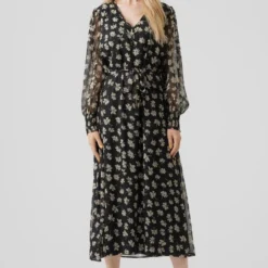 Vero Moda Jurk Vmpica L/s V-neck 7/8 Dress Wvn Btq Black Dames Maat - L -Trendy Meid Verkoop 810x1200 18