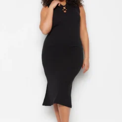 Trendyol Vrouwen Dik Geschorst V-hals Bodycon Plus Size Jurk 12 Trendyol Vrouwen Dik Geschorst V-hals Bodycon Plus Size Jurk -Trendy Meid Verkoop 810x1200 25