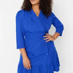 Trendyol Vrouwen Standaard Mouw Reverskraag Basis Grote Maten Jurk -Trendy Meid Verkoop 810x1200 8