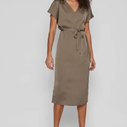 Vila Jurk Viellette V-neck S/s Dress/su - Noo 14078865 Walnut Dames Maat - 38 -Trendy Meid Verkoop 811x1200 14