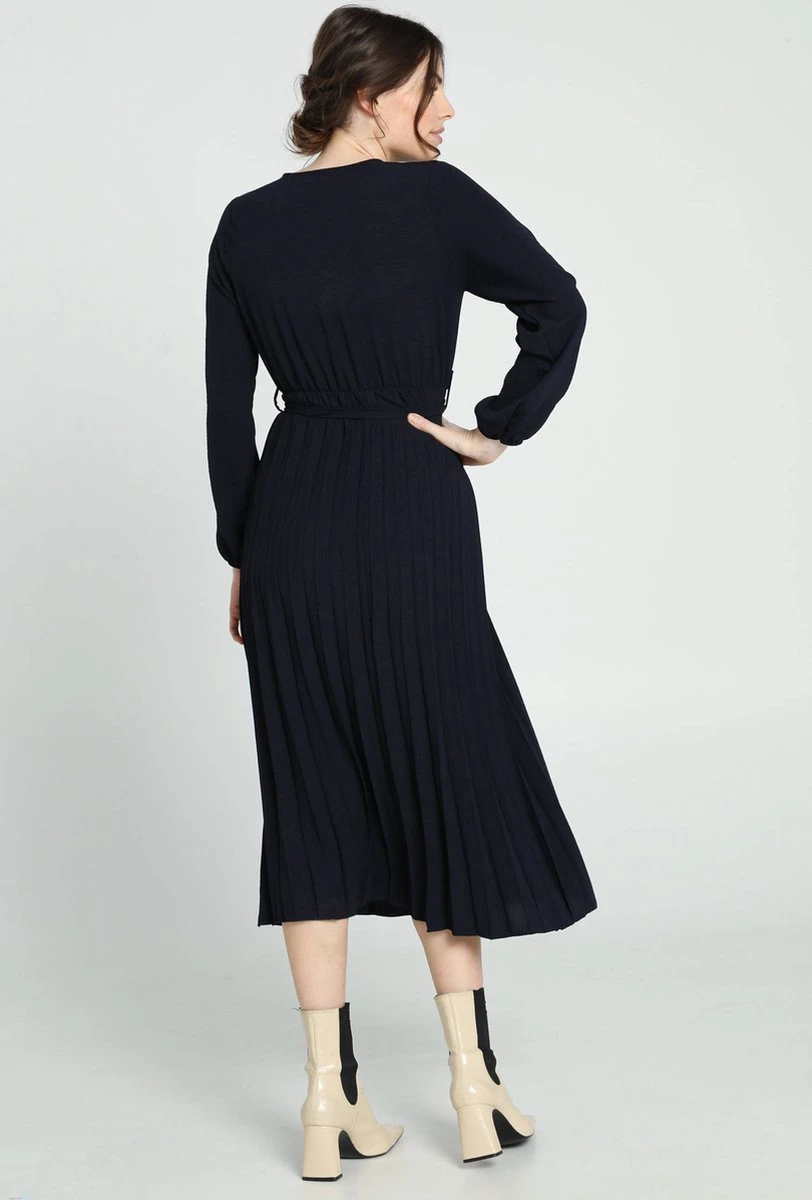 Cassis Lange, Effen Plisséjurk Met Riem 9 Cassis Lange, Effen Plisséjurk Met Riem - Afbeelding 9