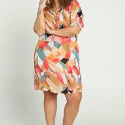 Paprika Korte, Linnen Jurk Met Grafisch Motief -Trendy Meid Verkoop 813x1200 11