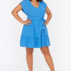 Trendyol Vrouwen Dik Geschorst V-hals A-lijn Plus Size Jurk -Trendy Meid Verkoop 814x1200 12