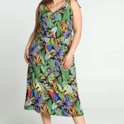 Paprika Lange Jurk In Viscose Met Hawai Print En Smalle Schouderbandjes -Trendy Meid Verkoop 814x1200 2