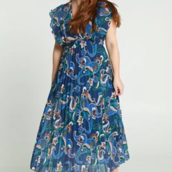 Cassis Lange Plisséjurk Met Gebloemde Kasjmierprint -Trendy Meid Verkoop 816x1200 11