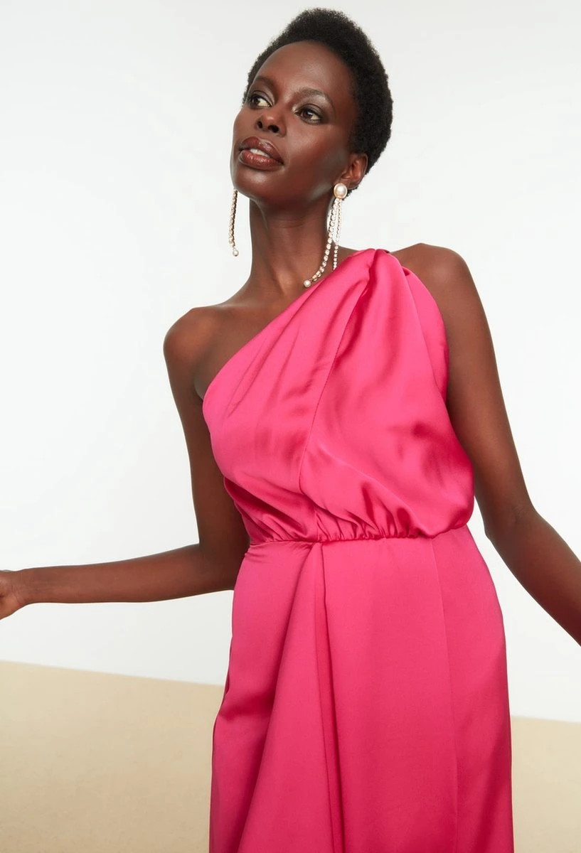 Trendyol Vrouwen Een Schouder Asymmetrische Kraag Omslag Jurk 7 Trendyol Vrouwen Een Schouder Asymmetrische Kraag Omslag Jurk - Afbeelding 7