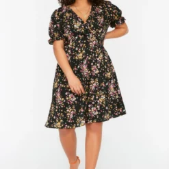 Trendyol Vrouwen Ballon Mouw V-hals A-lijn Plus Size Jurk