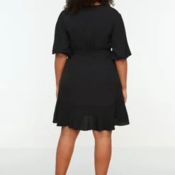 Trendyol Vrouwen Standaard Mouw V-hals Omslag Plus Size Jurk -Trendy Meid Verkoop 818x1200 5