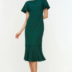 Trendyol Vrouwen Fluit Mouw Boothals Omslag Jurk