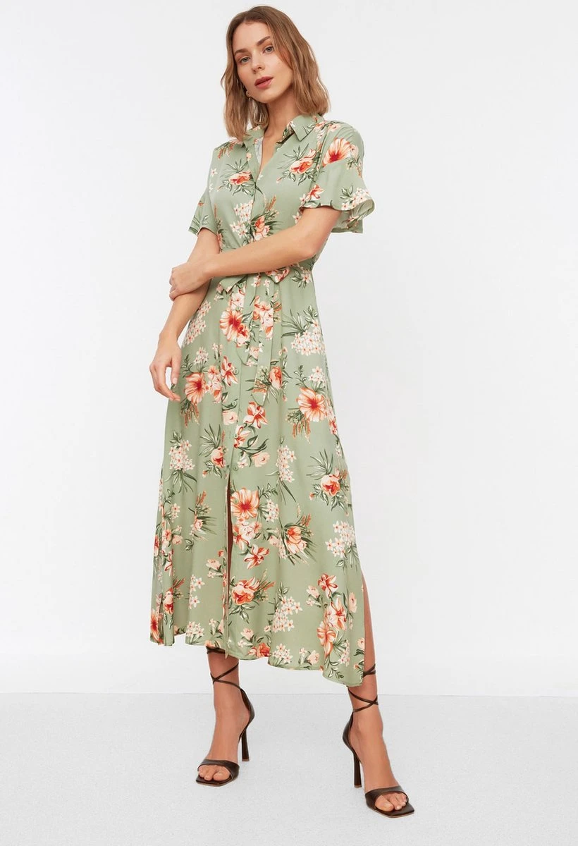 Trendyol Vrouwen Standaard Mouw Kraag Overhemdjurk Jurk 1 Trendyol Vrouwen Standaard Mouw Kraag Overhemdjurk Jurk