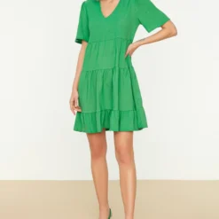 Trendyol Vrouwen Standaard Mouw V-hals Verschuiving Jurk -Trendy Meid Verkoop 823x1200 2