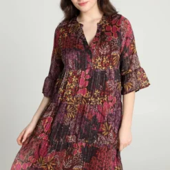 Cassis Korte, Wijde Jurk Met Bloemenmotief