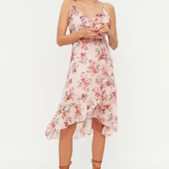 Trendyol Vrouwen Standaard Mouw Cache-coeur Double-breasted Jurk