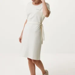 Mexx Knotted Short Sleeve Jurk Dames - Off White - Maat L -Trendy Meid Verkoop 826x1200