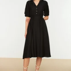 Trendyol Vrouwen Ballon Mouw Kraag Schaatser Jurk