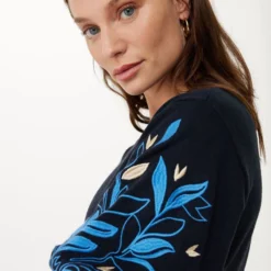 Mexx Gebreide Jurk With Embroidered Sleeves Dames - Navy - Maat M