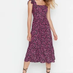 Trendyol Vrouwen Gepofte/ruche Mouw Vierkante Kraag A-lijn Jurk 14 Trendyol Vrouwen Gepofte/ruche Mouw Vierkante Kraag A-lijn Jurk -Trendy Meid Verkoop 832x1200 5