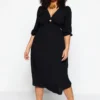 Trendyol Vrouwen Standaard Mouw V-hals A-lijn Plus Size Jurk