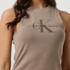 Calvin Klein Ineral Dye Rib Tank Dress Jurken Dames - Rok - Jurk - Taupe - Maat M -Trendy Meid Verkoop 840x1200 112