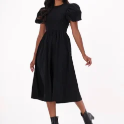 NA-KD Puff Sleeve Midi Dress Dames Jurk - Maat 40