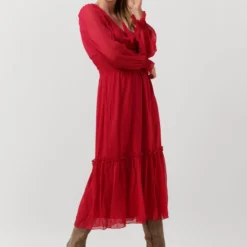 Na-kd Smocked Detail Ankle Dress Jurken Dames - Kleedje - Rok - Jurk - Rood - Maat 34 -Trendy Meid Verkoop 840x1200 266