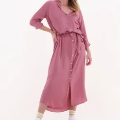 10days Flowy Shirt Dress Jurken Dames - Kleedje - Rok - Jurk - Roze - Maat XL