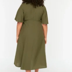 Trendyol Vrouwen Standaard Mouw V-hals Omslag Grote Maten Jurk -Trendy Meid Verkoop 841x1200 24