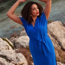 LOLALIZA Midi-jurk Met V-hals - Blauw - Maat 46 -Trendy Meid Verkoop 846x1200 18