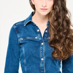 LOLALIZA Denim Overhemd Jurk Met Lange Mouwen - Blauw - Maat 34 -Trendy Meid Verkoop 846x1200 49
