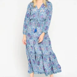 LOLALIZA Maxi-jurk Met Print - Blauw - Maat L