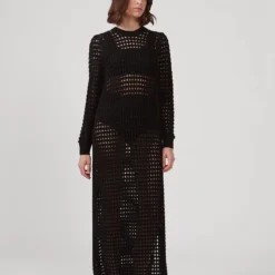 Zwarte Lange Crochet Jurk Camden - Modstrom - Maat XS -Trendy Meid Verkoop 860x1200 2