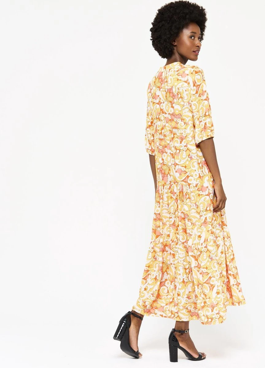 LOLALIZA Maxi-jurk Met Retroprint - Oranje - Maat 38 5 LOLALIZA Maxi-jurk Met Retroprint - Oranje - Maat 38 - Afbeelding 5