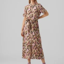 Vero Moda Jurk Vmeasy S/s Long Shirt Dress R1 Wvn 10286792 Tigers Eye/ina Dames Maat - M -Trendy Meid Verkoop 897x1200 2