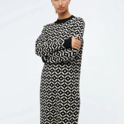 OBJECT OBJTHESS L/S JACQUARD KNIT DRESS Dames Jurk - Maat M