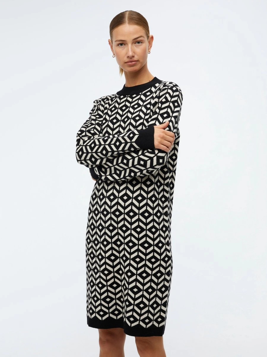 OBJECT OBJTHESS L/S JACQUARD KNIT DRESS Dames Jurk - Maat M 1 OBJECT OBJTHESS L/S JACQUARD KNIT DRESS Dames Jurk - Maat M