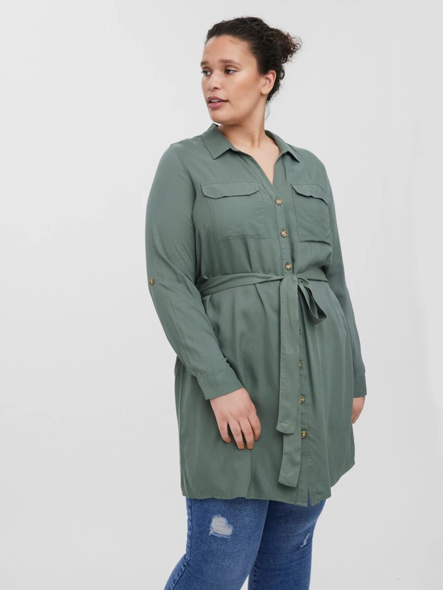 VERO MODA VMBUMPY L/S SHIRT DRESS WVN CURVE NOOS Dames Jurk - Maat 46 2 VERO MODA VMBUMPY L/S SHIRT DRESS WVN CURVE NOOS Dames Jurk - Maat 46 - Afbeelding 2