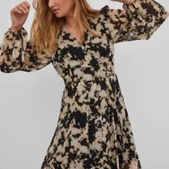 VILA VIRINA KIT L/S SHORT WRAP KNEE DRESS/SU Dames Jurk - Maat 38 -Trendy Meid Verkoop 900x1200 227