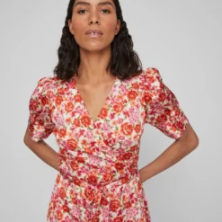 Vila Jurk Vinaria S/s Wrap Midi Dress/dc/su 14083215 Tigerlily/mis Dames Maat - 38 -Trendy Meid Verkoop 900x1200 71