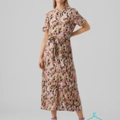 Vero Moda Jurk Vmeasy S/s Long Shirt Dress R1 Wvn 10286792 Tigers Eye/ina Dames Maat - M -Trendy Meid Verkoop 900x1200 90