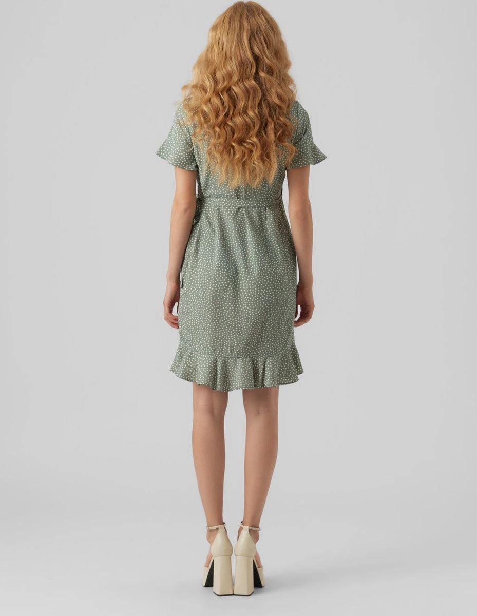 VERO MODA VMHENNA 2/4 WRAP FRILL DRESS WVN Dames Jurk - Maat M 3 VERO MODA VMHENNA 2/4 WRAP FRILL DRESS WVN Dames Jurk - Maat M - Afbeelding 3