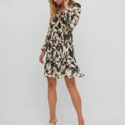 VILA VIRINA KIT L/S SHORT WRAP KNEE DRESS/SU Dames Jurk - Maat 38 -Trendy Meid Verkoop 942x1200 1