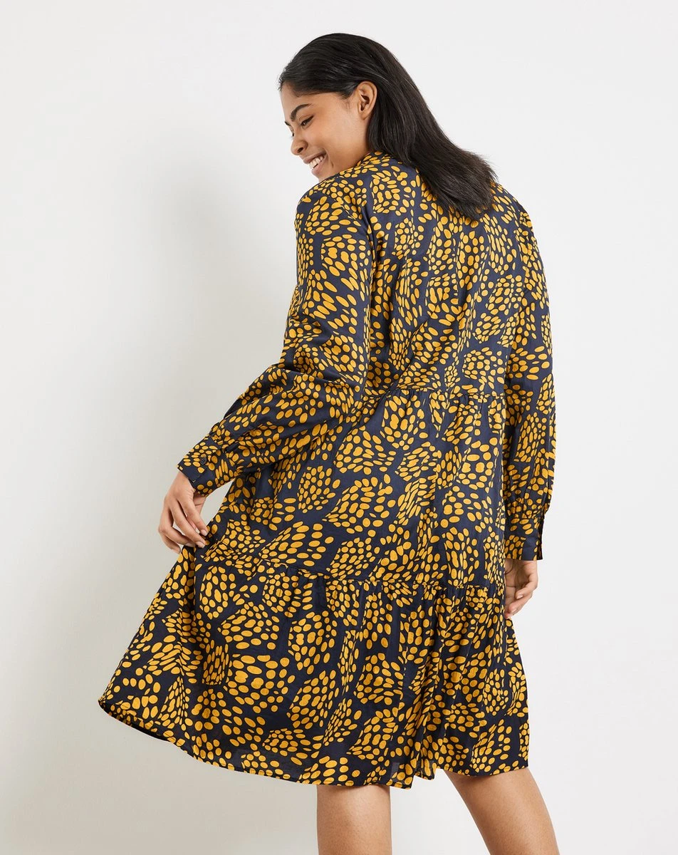 SAMOON Dames Jurk Met A-lijn Mood Blue Gemustert-46 4 SAMOON Dames Jurk Met A-lijn Mood Blue Gemustert-46 - Afbeelding 4